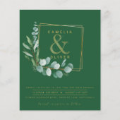 BUDGET All-in-1 Groen Gouden Krans QR Code Trouwen Flyer (Voorkant)