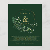 BUDGET All-in-1 Groen Gouden Krans QR Code Trouwen Flyer (Voorkant)