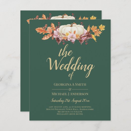 BUDGET All-in-1 Herfst Pompoen Groen Goud Bruiloft (Voorkant / Achterkant)