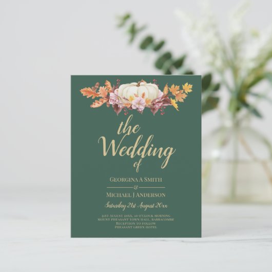 BUDGET All-in-1 Herfst Pompoen Groen Goud Bruiloft (Staand voorkant)