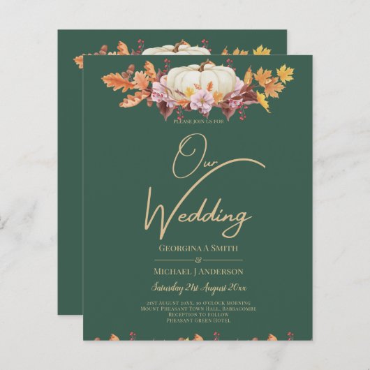 BUDGET All-in-1 Herfst Pompoen Groen Goud Bruiloft (Voorkant / Achterkant)