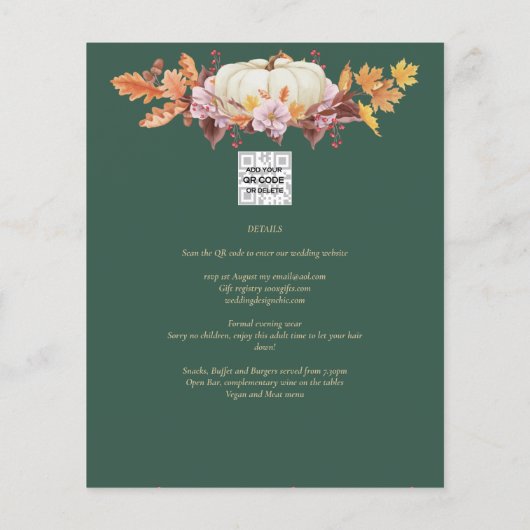 BUDGET All-in-1 Herfst Pompoen Groen Goud Bruiloft (Achterkant)