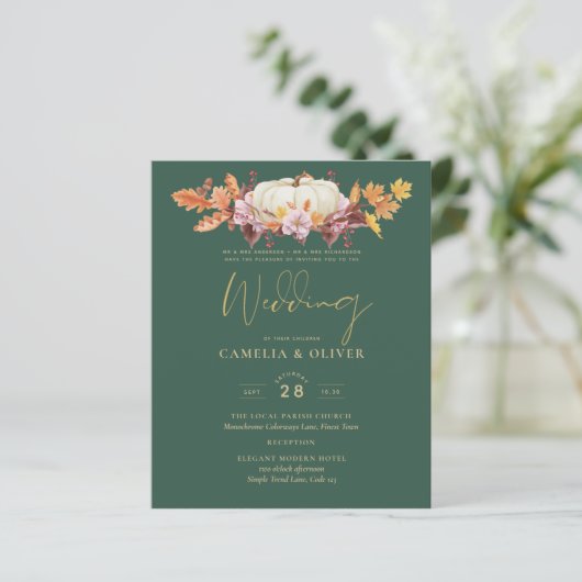 BUDGET All-in-1 Herfst Pumpkin Green Gold Wedding (Staand voorkant)