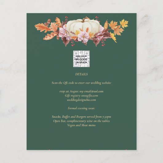 BUDGET All-in-1 Herfst Pumpkin Green Gold Wedding (Achterkant)
