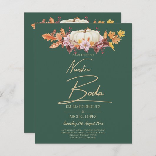 BUDGET All-in-1 Herfst Pumpkin Green Gold Wedding (Voorkant / Achterkant)