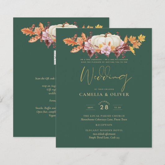 BUDGET All-in-1 Herfst Pumpkin Green Gold Wedding (Voorkant / Achterkant)