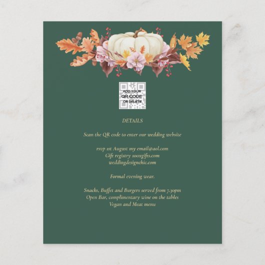 BUDGET All-in-1 Herfst Pumpkin Green Gold Wedding (Achterkant)