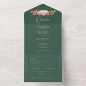 BUDGET All-in-1 Herfst Pumpkin Green Gold Wedding All In One Uitnodiging (Binnen)