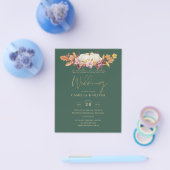 BUDGET All-in-1 Herfst Pumpkin Green Gold Wedding Flyer (Enkel)