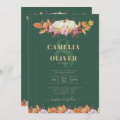 BUDGET All-in-1 Herfst Pumpkin Green Gold Wedding Kaart (Voorkant / Achterkant)