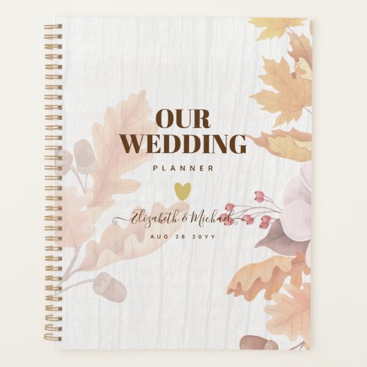 BUDGET All-in-1 Herfstbladeren Terracotta Bruiloft Planner (Voorkant)