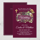 BUDGET All-in-1 katholieke bruiloft Floral Owl Lea Kaart (Voorkant / Achterkant)