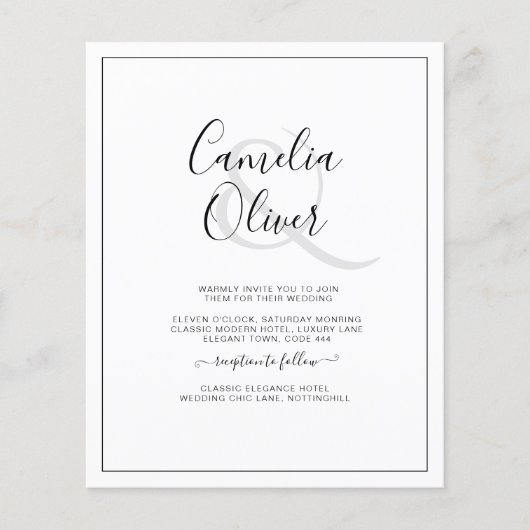 BUDGET All-in-1 Monochroom Ampersand Wedding Flyer (Voorkant)