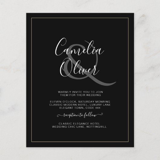 BUDGET All-in-1 Monochroom Ampersand Wedding Flyer (Voorkant)