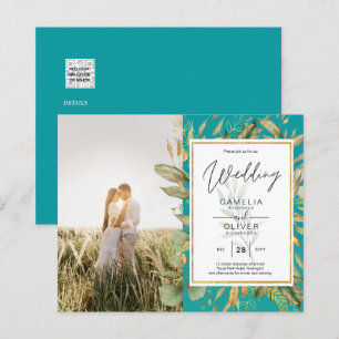 Budget All-in-1 PHOTO Greenery Wedding RSVP QR COD