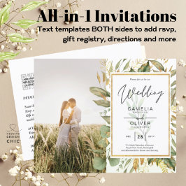 Budget All-in-1 PHOTO Greenery Wedding RSVP QR COD