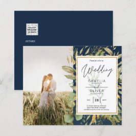 Budget All-in-1 PHOTO Greenery Wedding RSVP QR COD