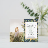 Budget All-in-1 PHOTO Greenery Wedding RSVP QR COD (Staand voorkant)