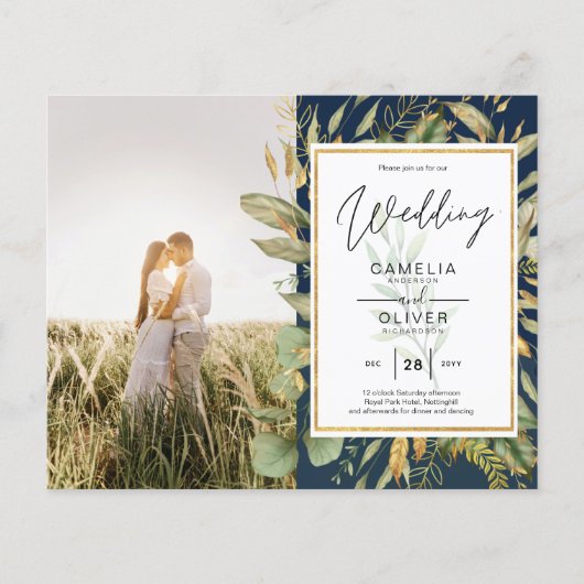 Budget All-in-1 PHOTO Greenery Wedding RSVP QR COD (Voorkant)