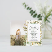 Budget All-in-1 PHOTO Greenery Wedding RSVP QR COD (Staand voorkant)