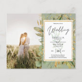 Budget All-in-1 PHOTO Greenery Wedding RSVP QR COD Flyer (Voorkant)