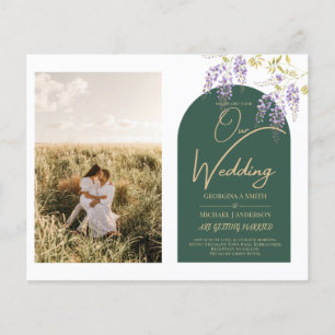 Budget All-in-1 PHOTO Wedding Wisteria QR Code INV Flyer