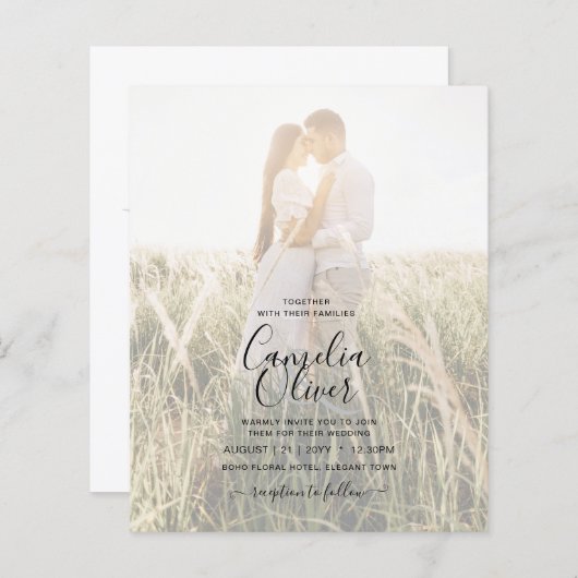 Budget All-in-1 Roze Blush Bloemen Overlay Trouwju (Voorkant / Achterkant)