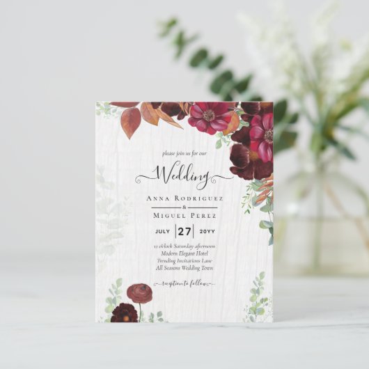BUDGET All-in-1 Rustic Herfst Maroon Burgundy Wedd (Staand voorkant)