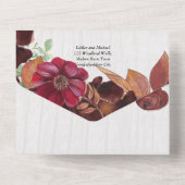 BUDGET All-in-1 Rustic Herfst Maroon Burgundy Wedd All In One Uitnodiging (Achterkant)