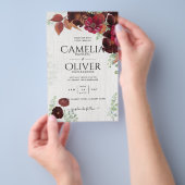 BUDGET All-in-1 Rustic Herfst Maroon Burgundy Wedd Flyer (Hand)