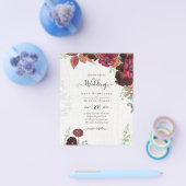 BUDGET All-in-1 Rustic Herfst Maroon Burgundy Wedd Flyer (Enkel)