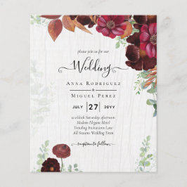 BUDGET All-in-1 Rustic Herfst Maroon Burgundy Wedd Flyer