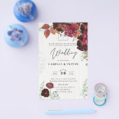 BUDGET All-in-1 Rustic Herfst Maroon Burgundy Wedd Flyer (Enkel)