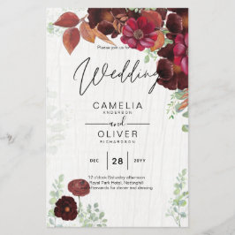 BUDGET All-in-1 Rustic Herfst Maroon Burgundy Wedd Flyer