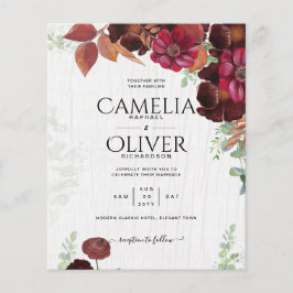 BUDGET All-in-1 Rustic Herfst Maroon Burgundy Wedd Flyer