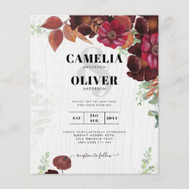 BUDGET All-in-1 Rustic Herfst Maroon Burgundy Wedd Flyer