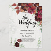 BUDGET All-in-1 Rustic Herfst Maroon Burgundy Wedd Kaart (Voorkant / Achterkant)