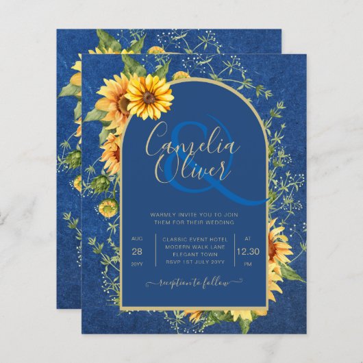 BUDGET All-in-1 Rustic Sunflower BLUE Wedding (Voorkant / Achterkant)