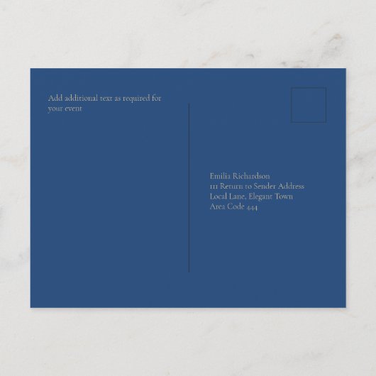 BUDGET All-in-1 Rustic Sunflower BLUE Wedding Briefkaart (Achterkant)