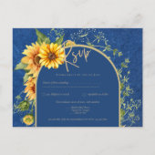 BUDGET All-in-1 Rustic Sunflower BLUE Wedding Briefkaart (Voorkant)