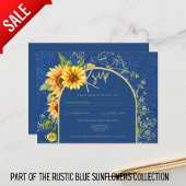BUDGET All-in-1 Rustic Sunflower BLUE Wedding Briefkaart