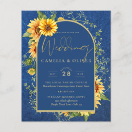 BUDGET All-in-1 Rustic Sunflower BLUE Wedding Flyer