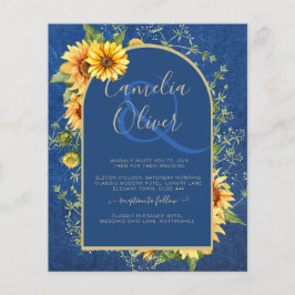 BUDGET All-in-1 Rustic Sunflower BLUE Wedding Flyer