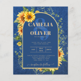 BUDGET All-in-1 Rustic Sunflower BLUE Wedding Flyer
