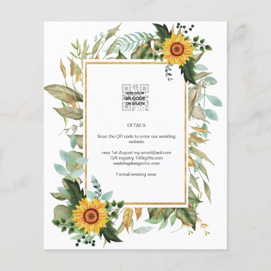 BUDGET All-in-1 Rustic Sunflower Greenery Wedding (Achterkant)