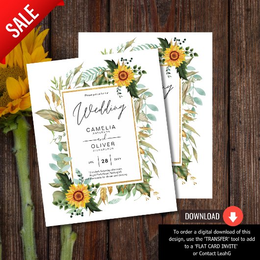 BUDGET All-in-1 Rustic Sunflower Greenery Wedding Flyer