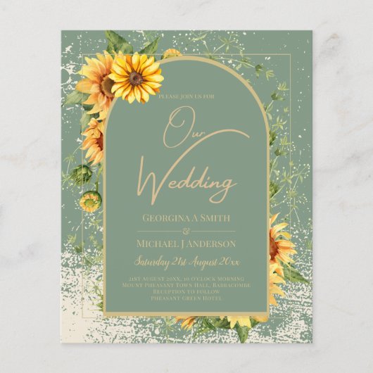 BUDGET All-in-1 Rustic Sunflower Greenery Wedding Flyer (Voorkant)