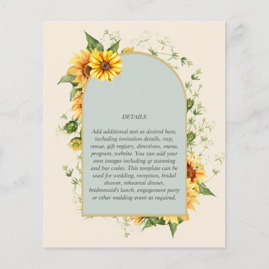 BUDGET All-in-1 Rustic Sunflower Greenery Wedding Flyer (Achterkant)