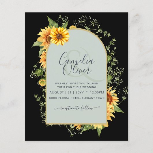 BUDGET All-in-1 Rustic Sunflower Greenery Wedding Flyer (Voorkant)