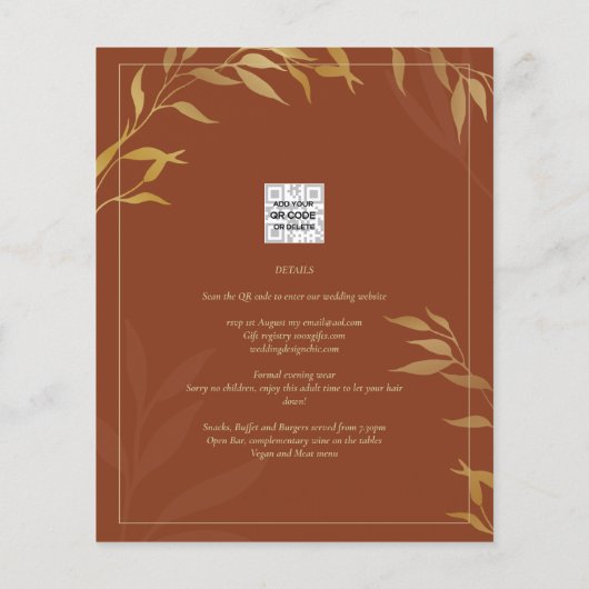 Budget All-in-1 Rustic Terracotta GOLD Wedding (Achterkant)
